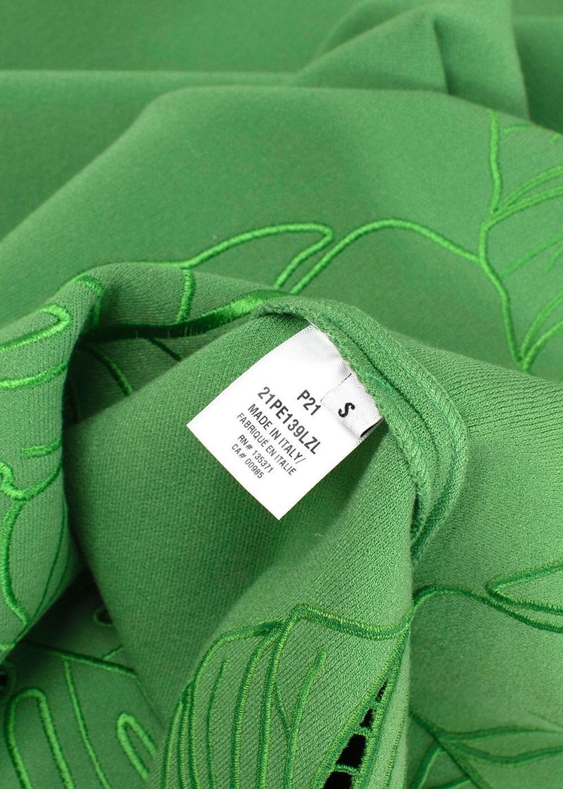 Oscar de La Renta Green Banana Leaf Cut-out Swing Dress