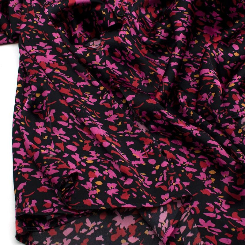WtR Black Satin Ditzy Floral Maxi Dress