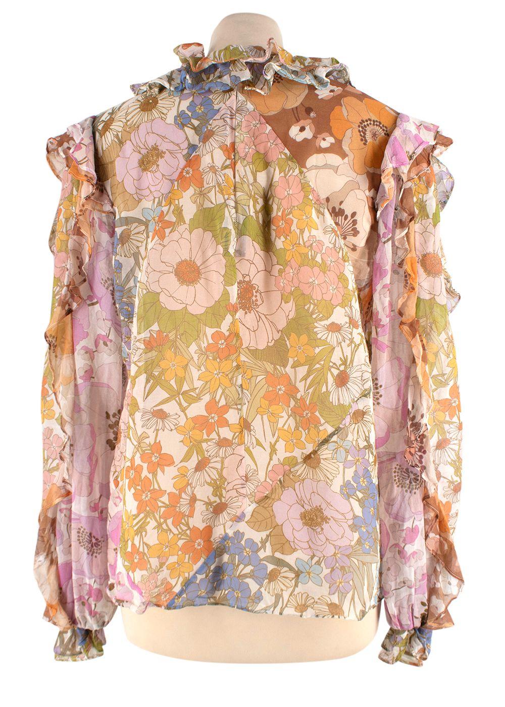 Zimmermann Floral Super Eight Ruffled Blouse