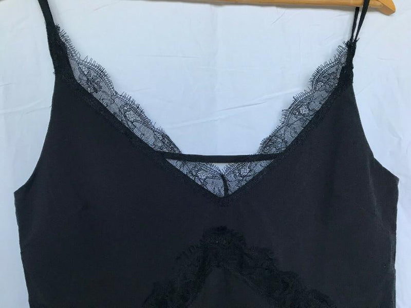 Walter Baker Black Eyelash Walker Lace Trim Cami Top