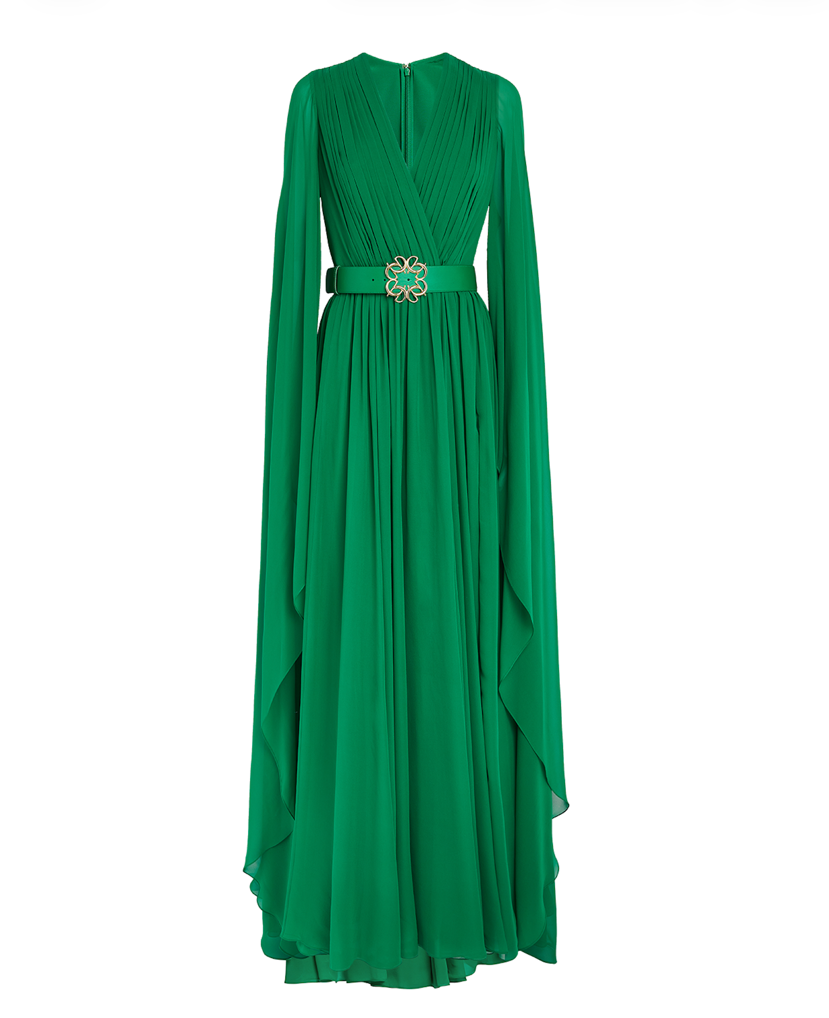 Elie Saab Green Silk Belted Gown