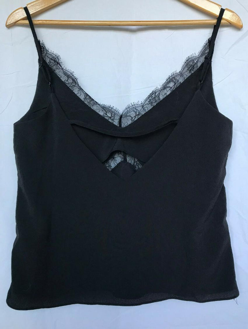Walter Baker Black Eyelash Walker Lace Trim Cami Top