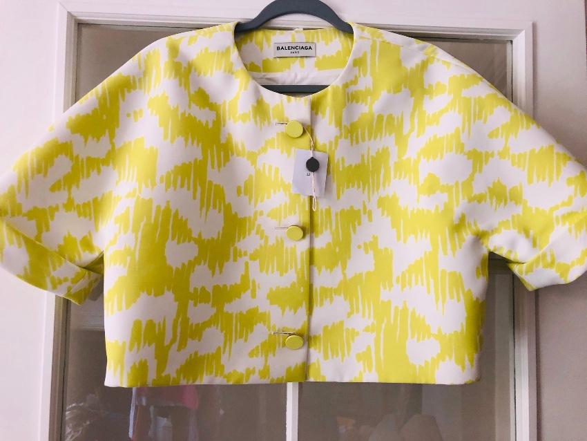 Balenciaga Yellow and White Skirt and Jacket Set