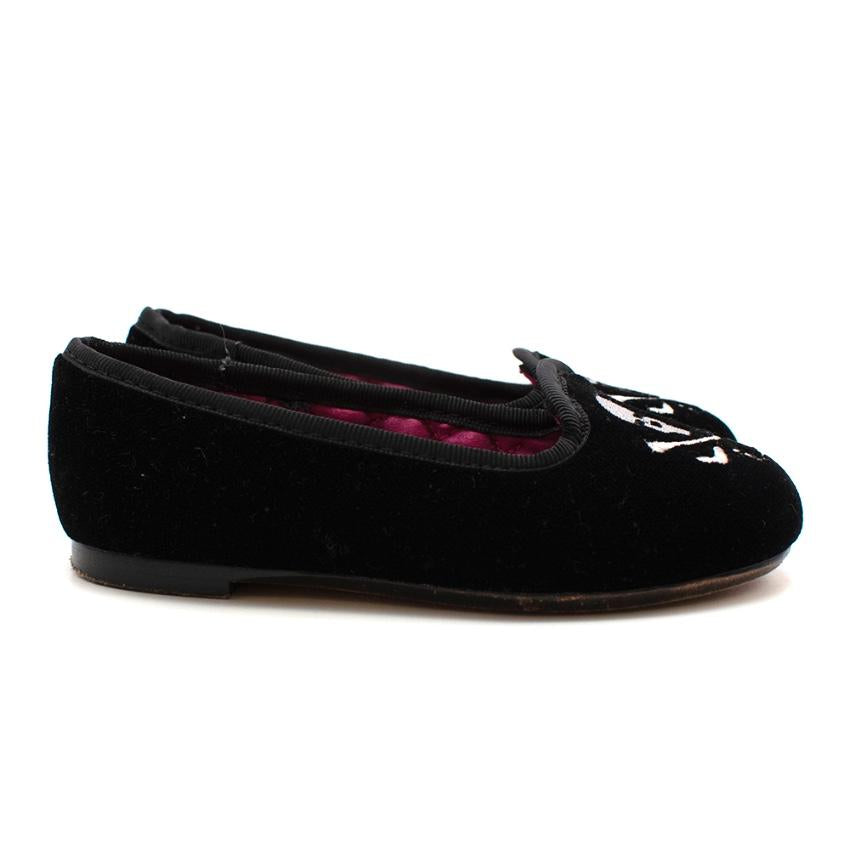 Ralph Lauren Black Velvet Skull Loafers