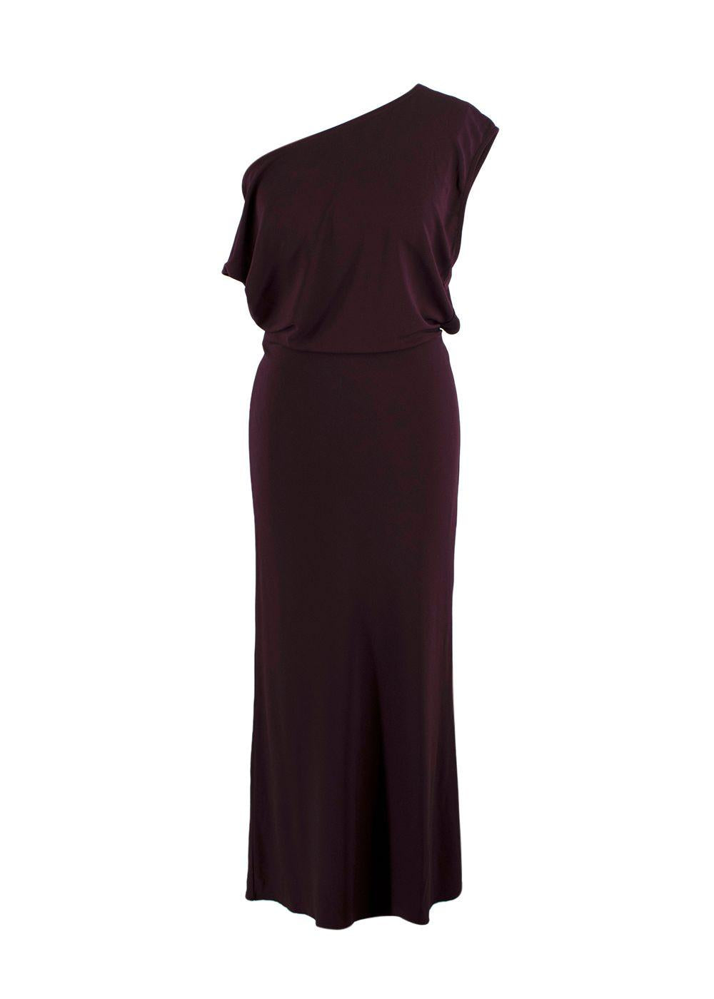 Iro Plum Pilar One-Shoulder Midi Dress with Back Cut-Out