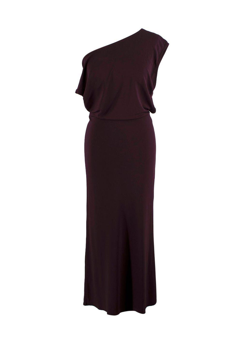 Iro Plum Pilar One-Shoulder Midi Dress with Back Cut-Out