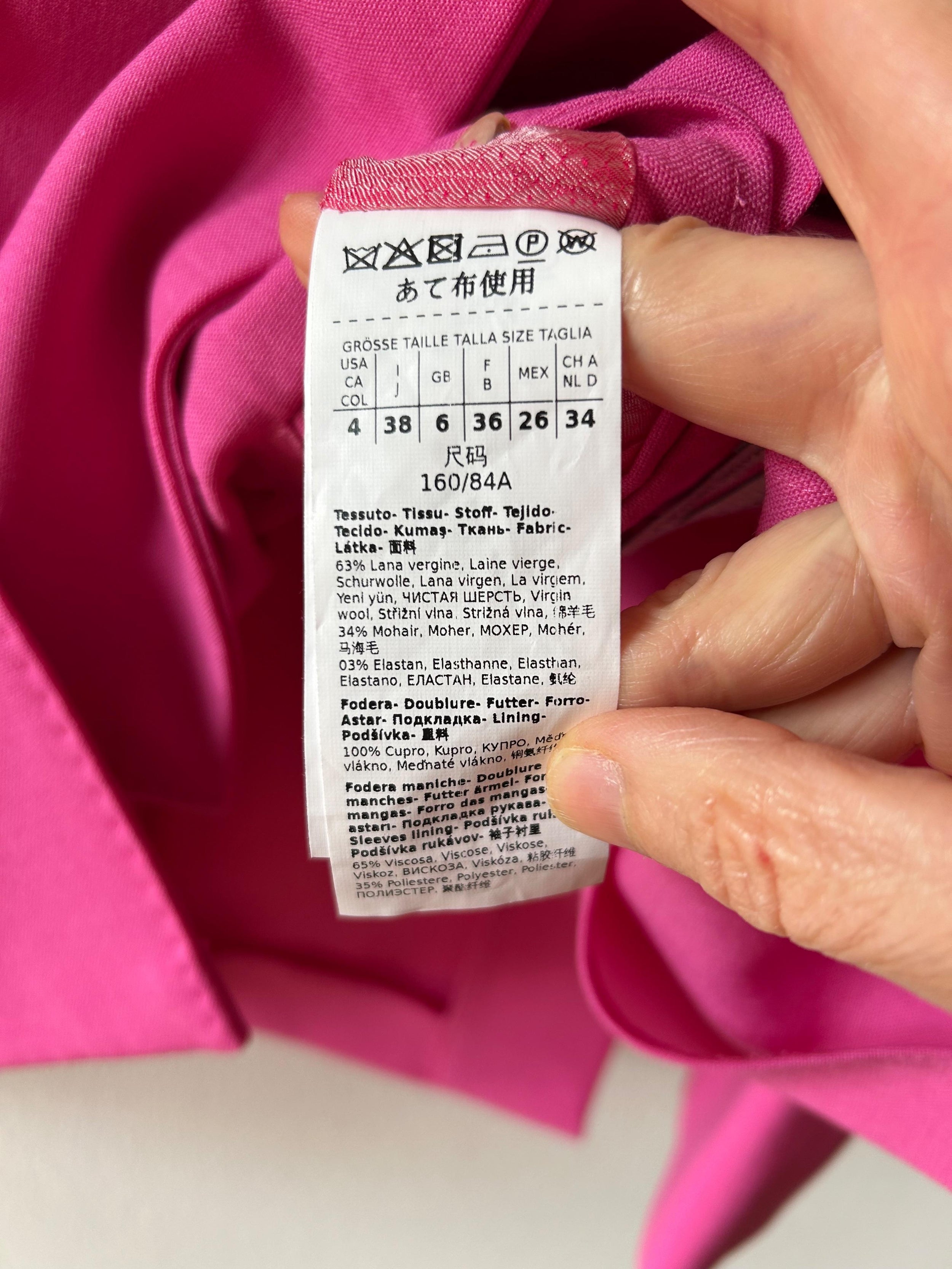 MaxMara Pink Double Breasted Mohair Blend Wool Blazer
