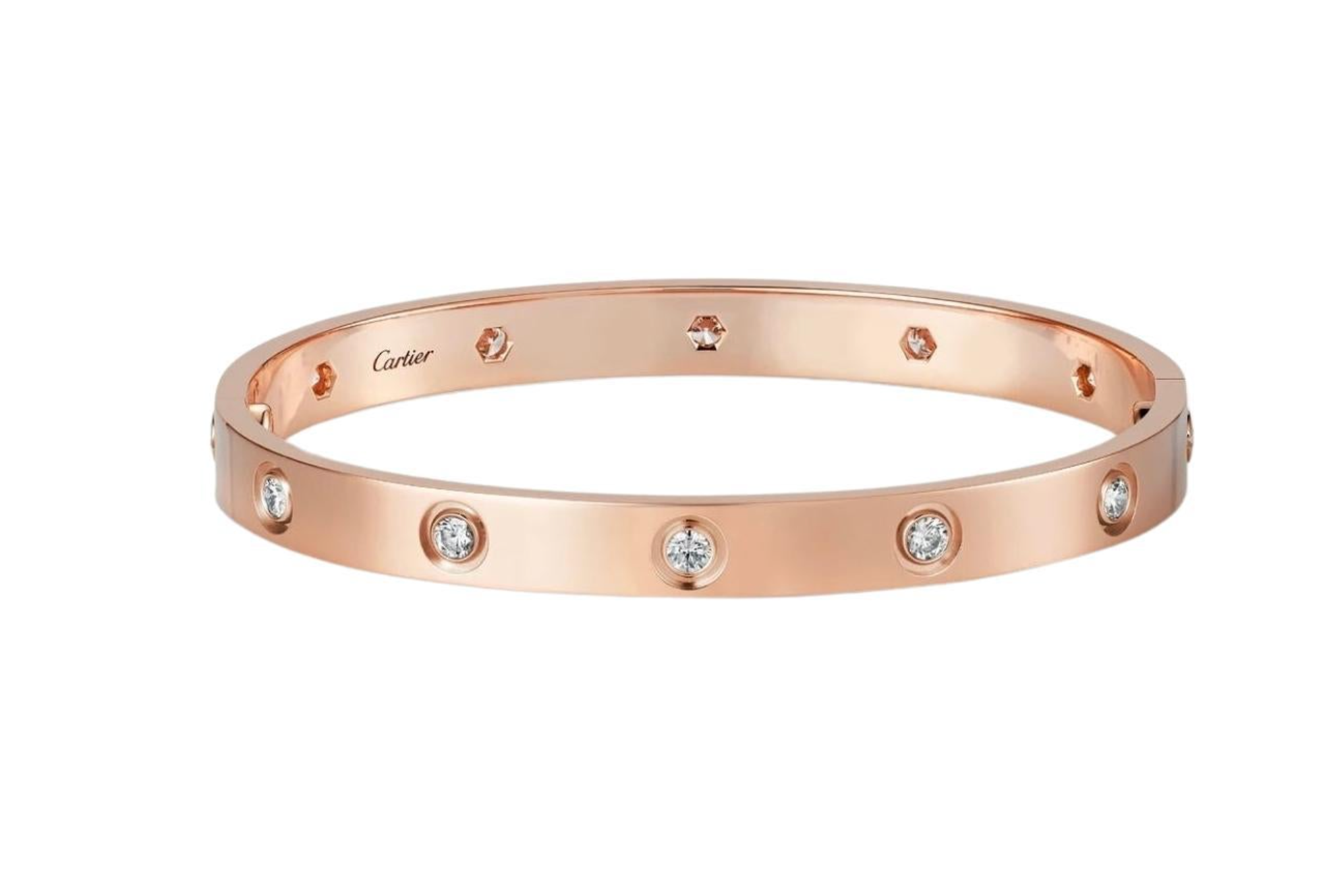 Cartier Rose Gold Bracelet 10 Diamonds size 17