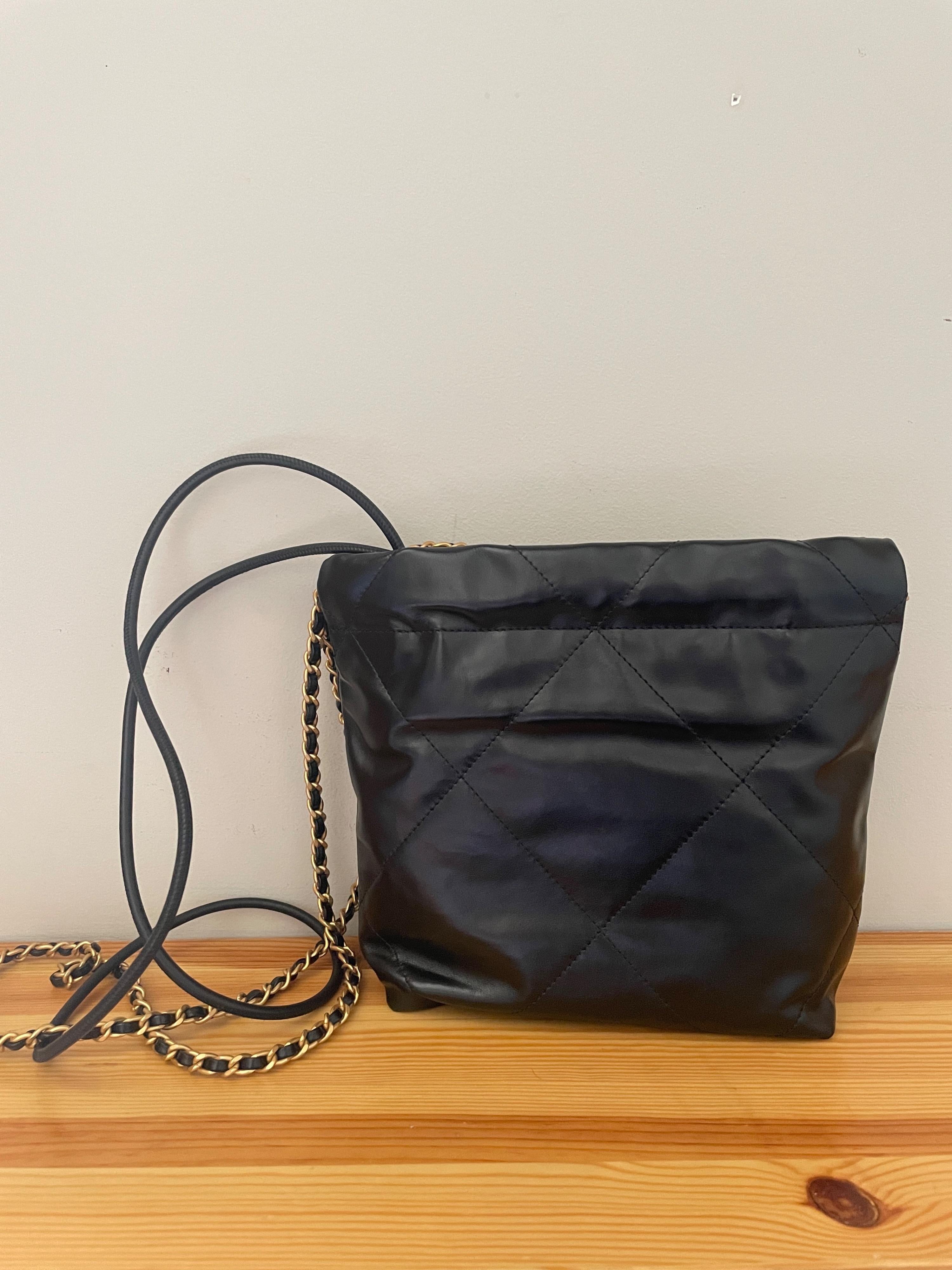 Black Calfskin Mini Hobo 22 Bag