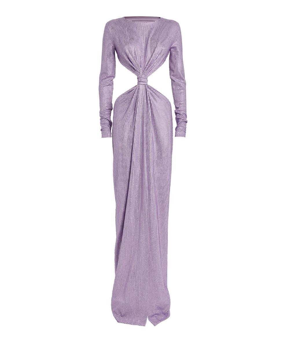 Crystal Embellished Cutout Jersey Gown