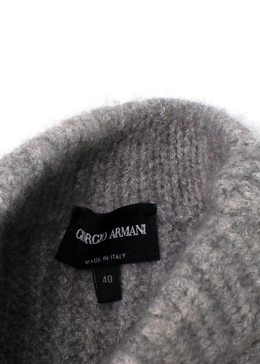 Giorgio Armani Grey Cashmere & Silk Mock-neck Jumper