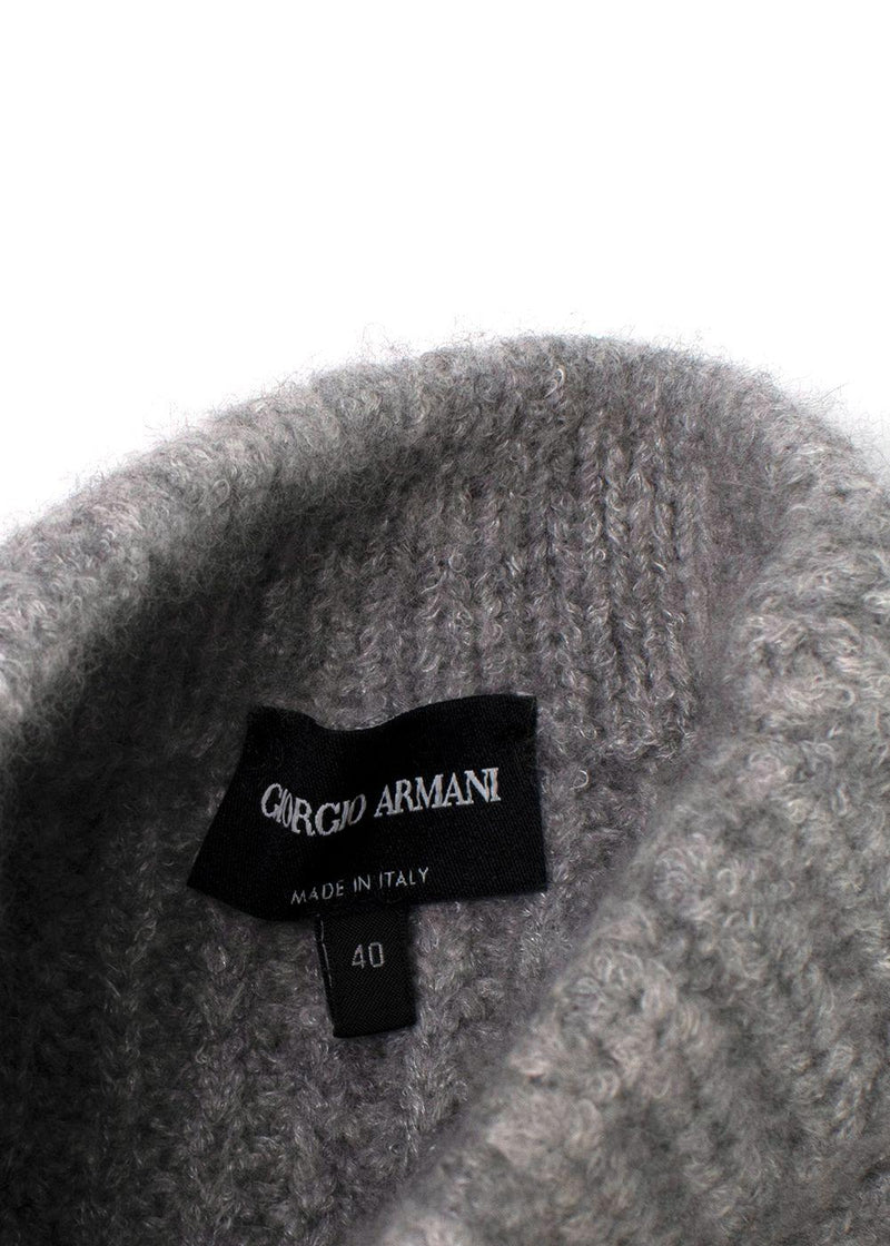 Giorgio Armani Grey Cashmere & Silk Mock-neck Jumper