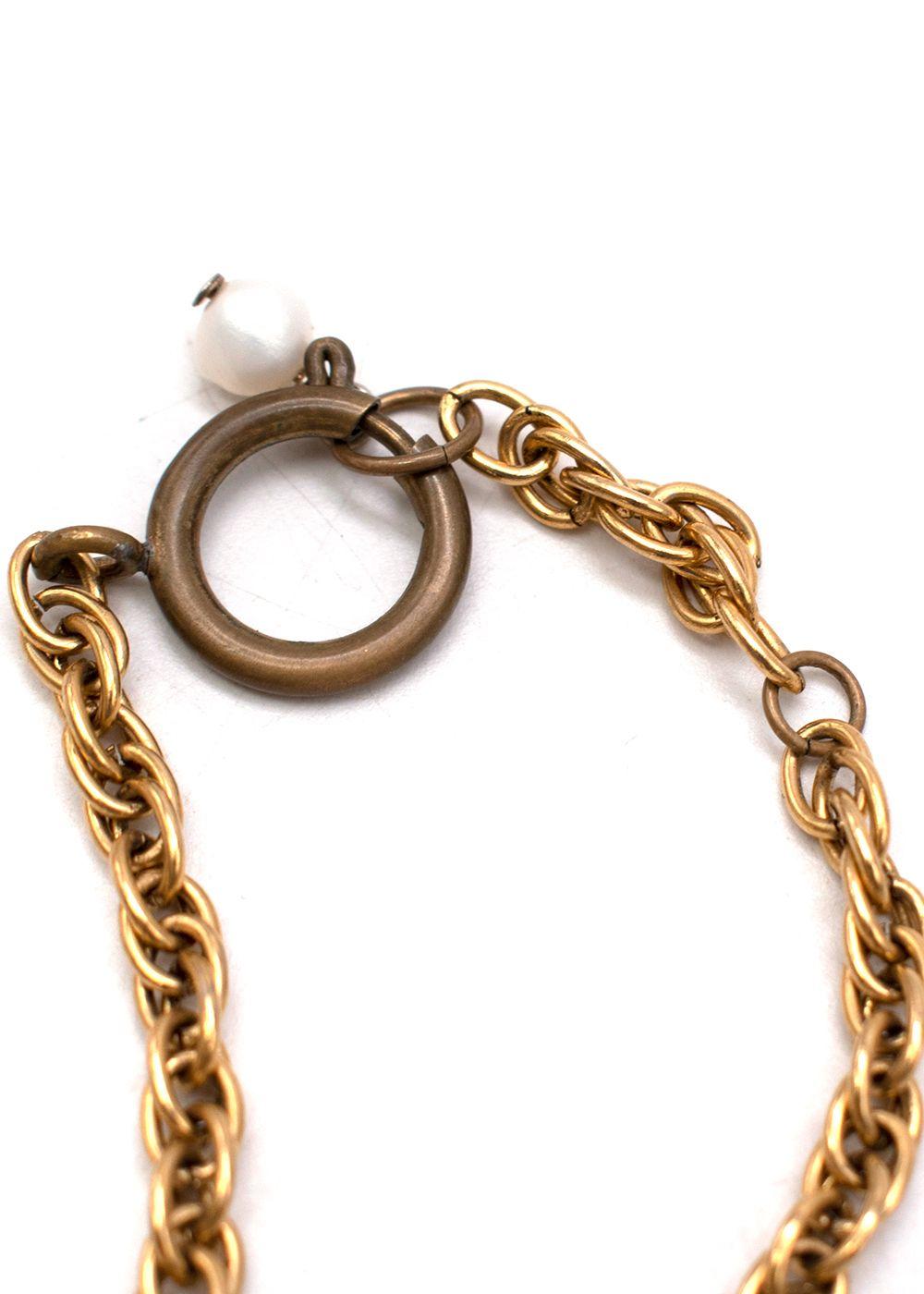 Gold Tone Faux Pearl Pendant Necklace