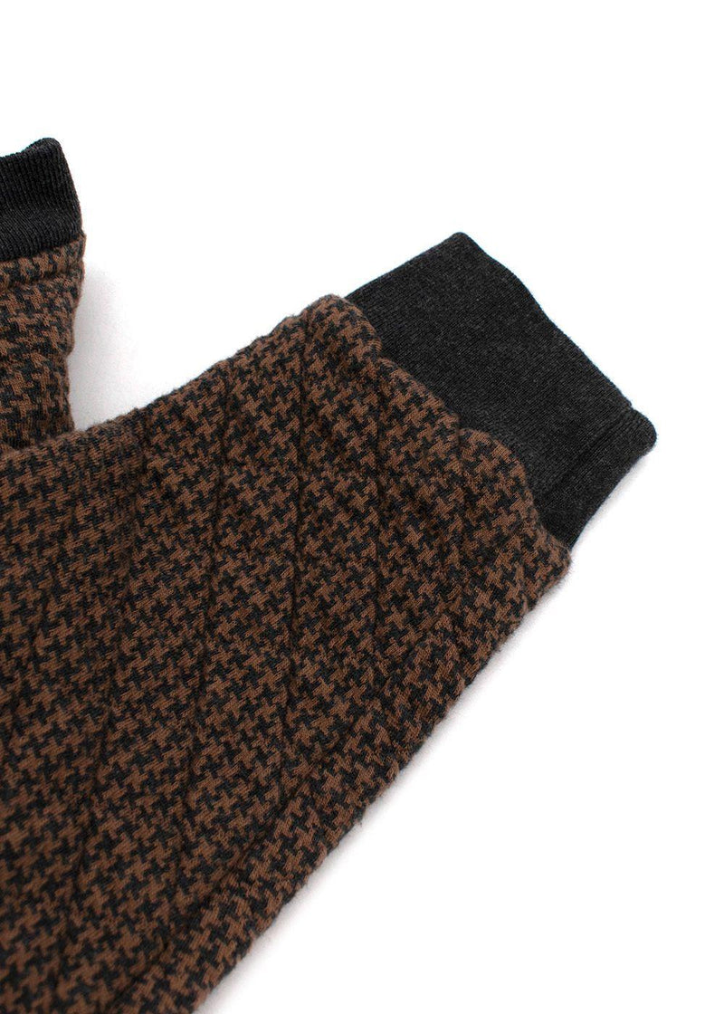 Kids 8y Brown and grey cotton houndstooth bomber jacket