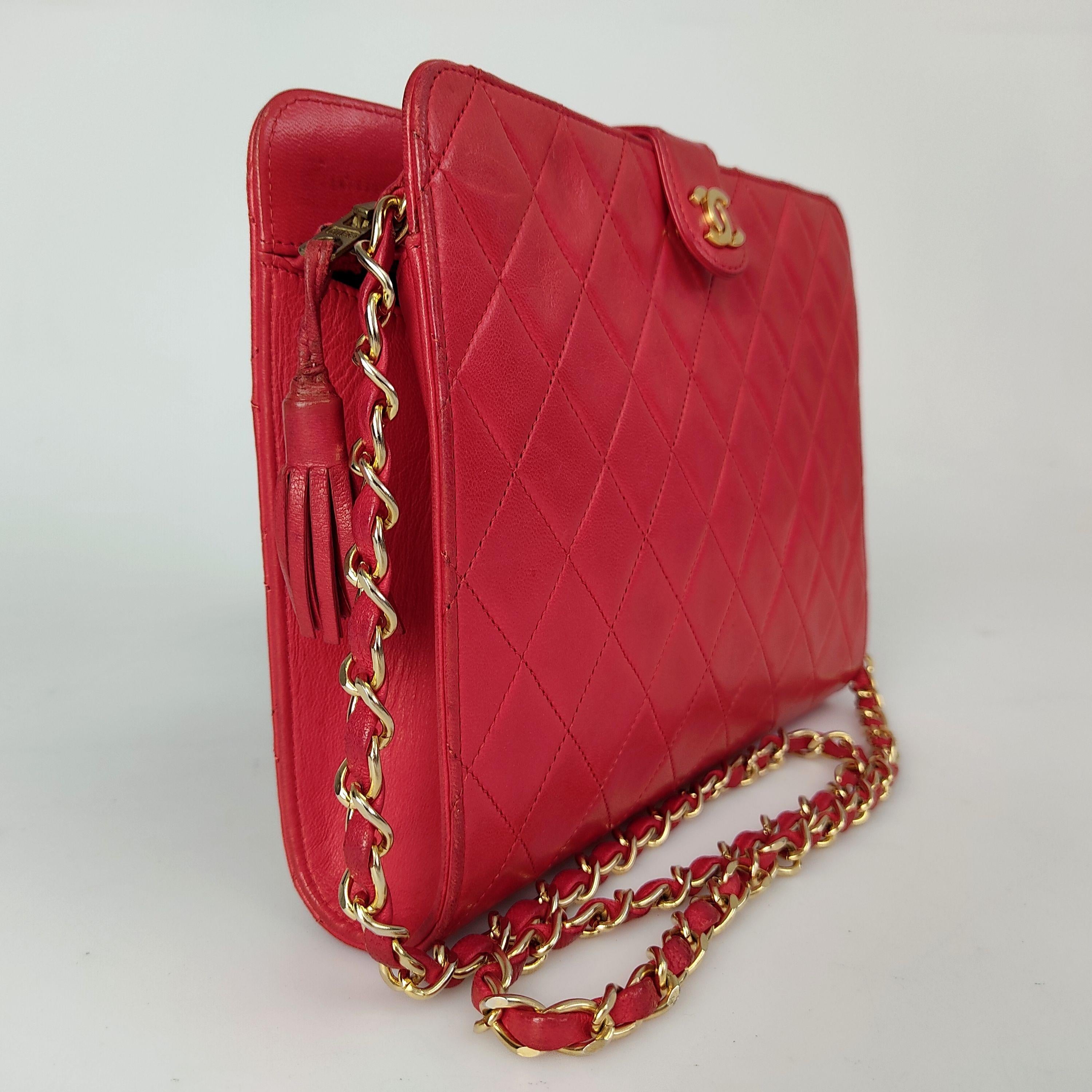 Vintage red leather quilted bag