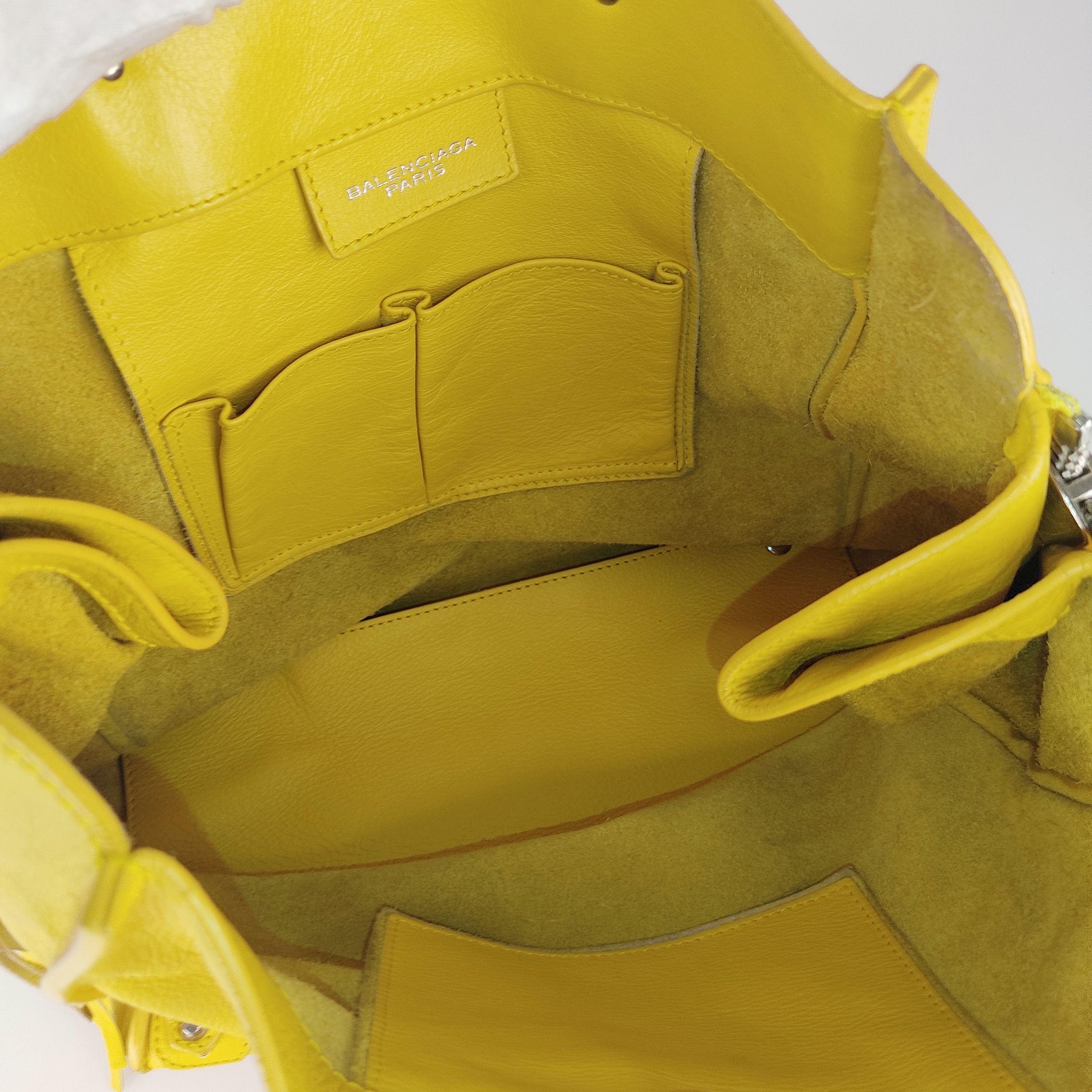 Yellow leather Papier tote bag