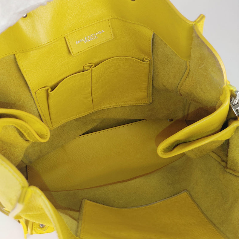 Yellow leather Papier tote bag