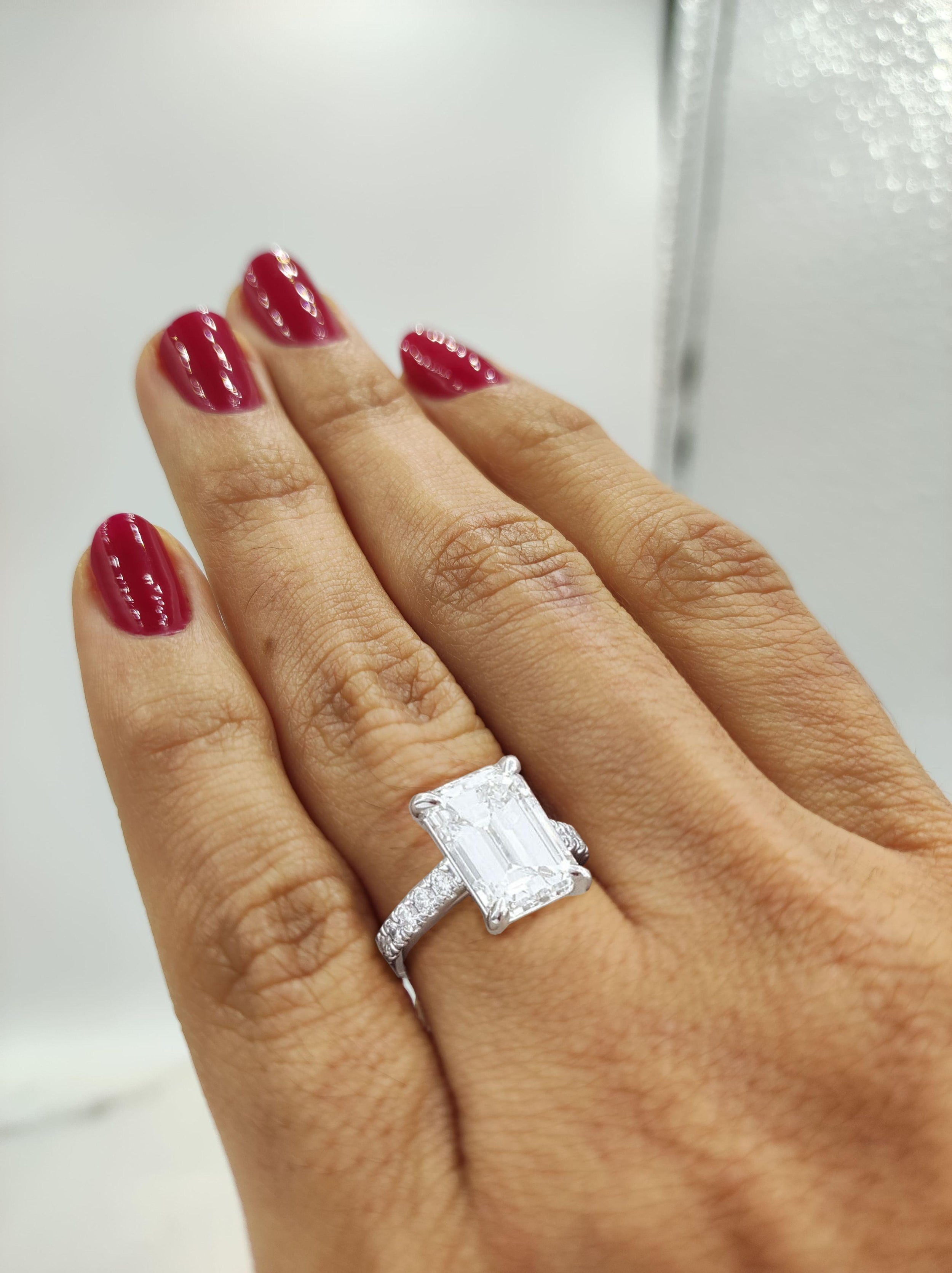 Verde 5ct IGI Certified Lab Grown Solitaire Emerald Cut Diamond Ring