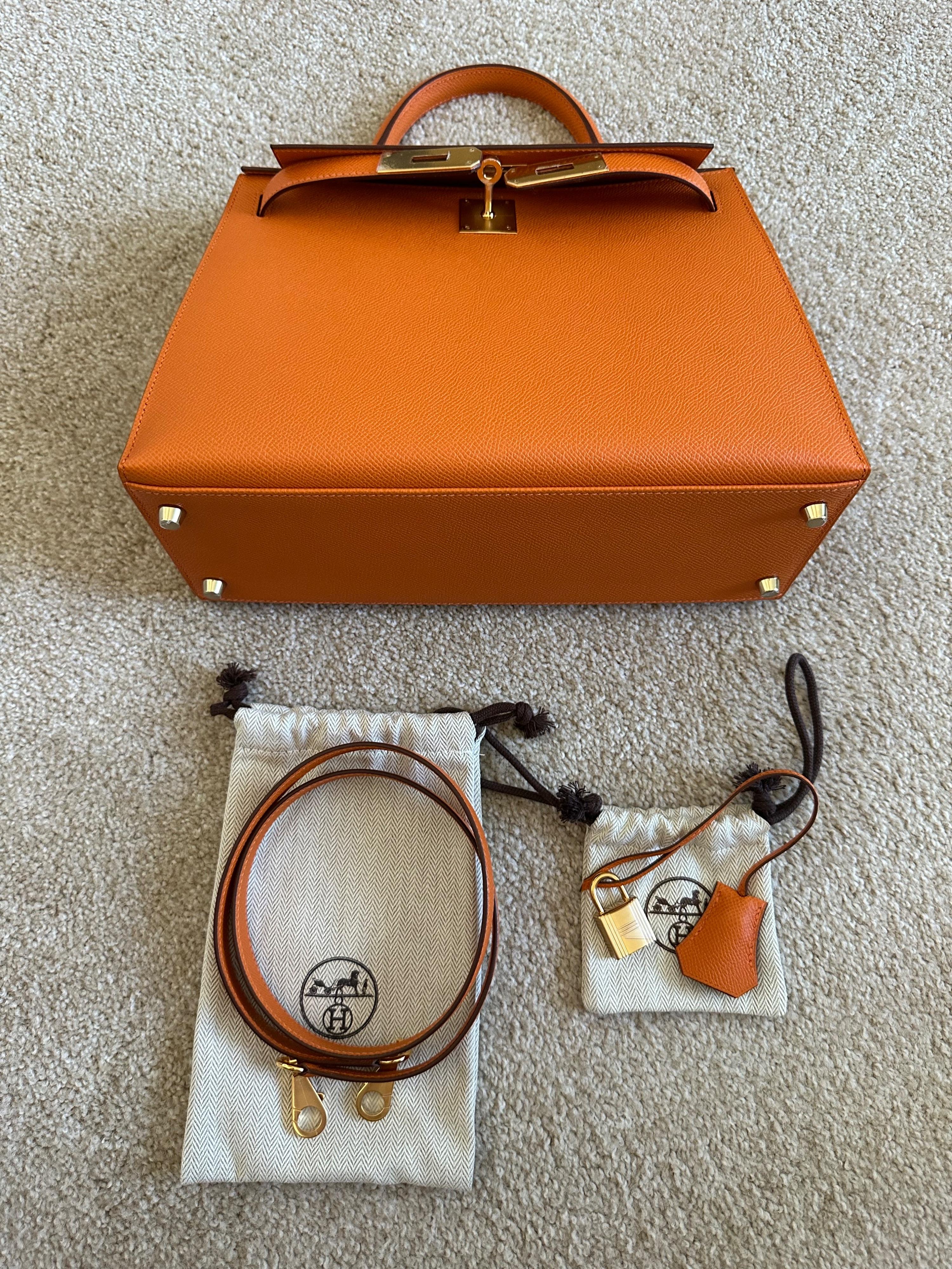 Hermes Kelly 28 Sellier in Orange Epsom Leather with Gold Hardware