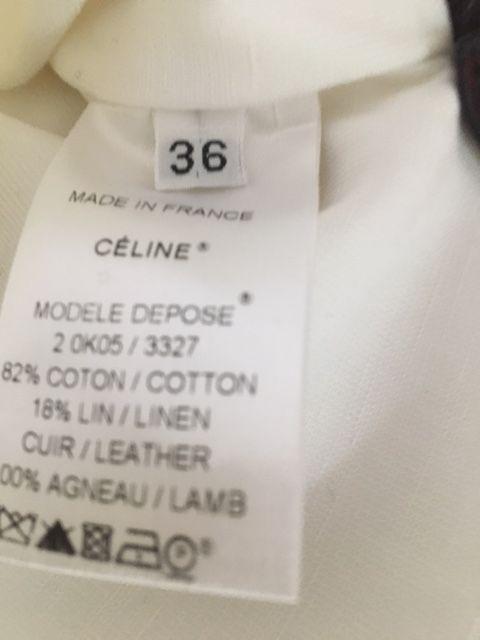 White cotton leather trimmed tunic top