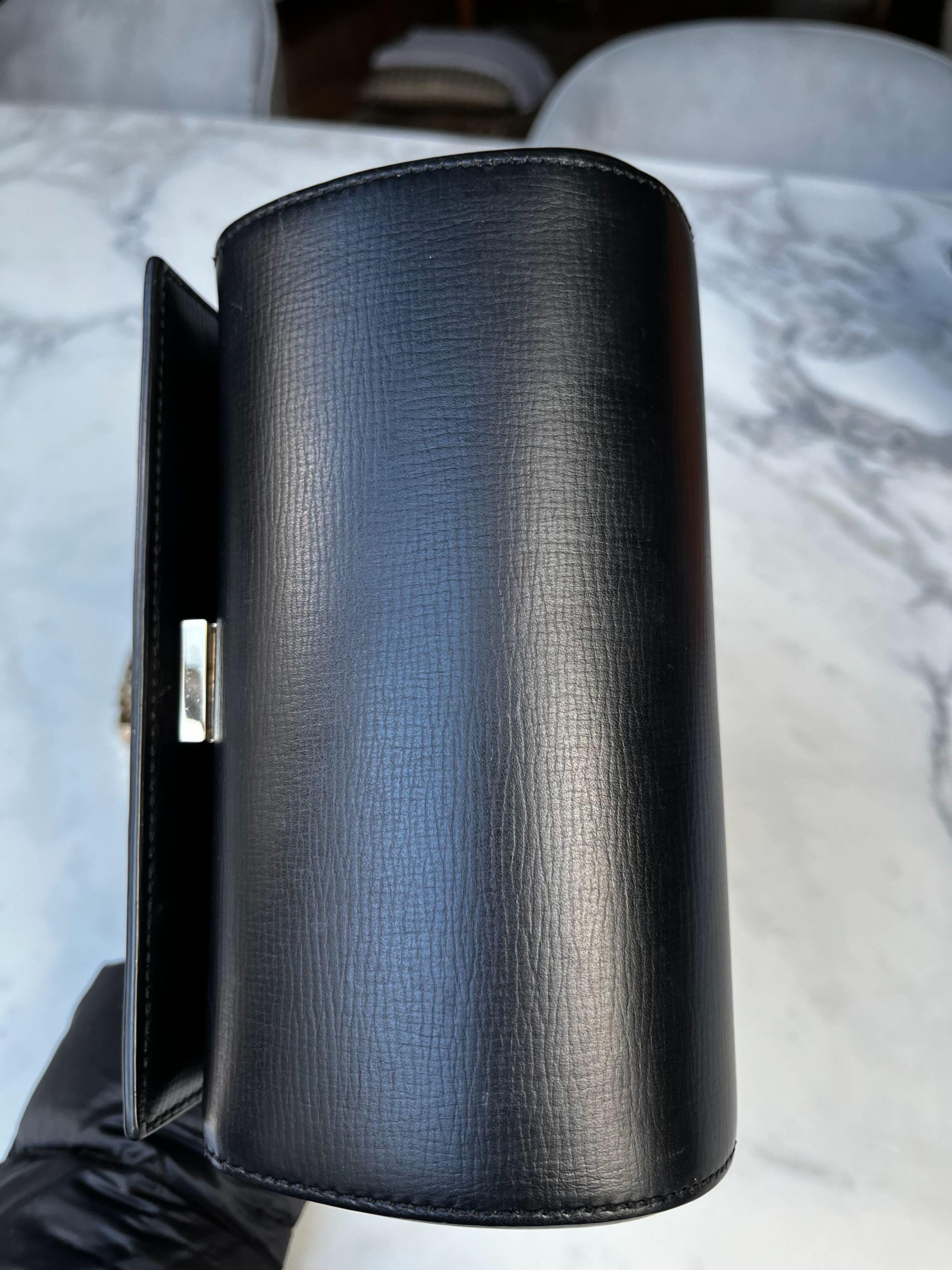 Black leather mini Pandora box bag
