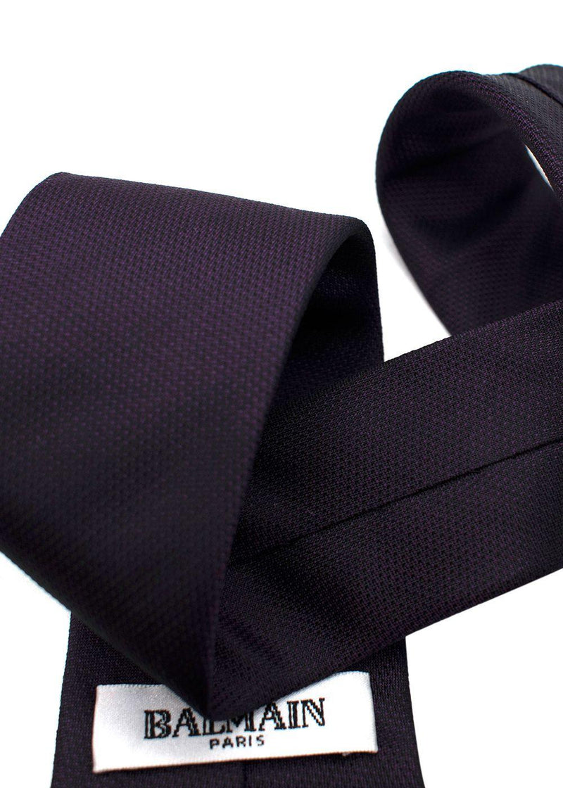 Balmain Dark Purple Silk Tie