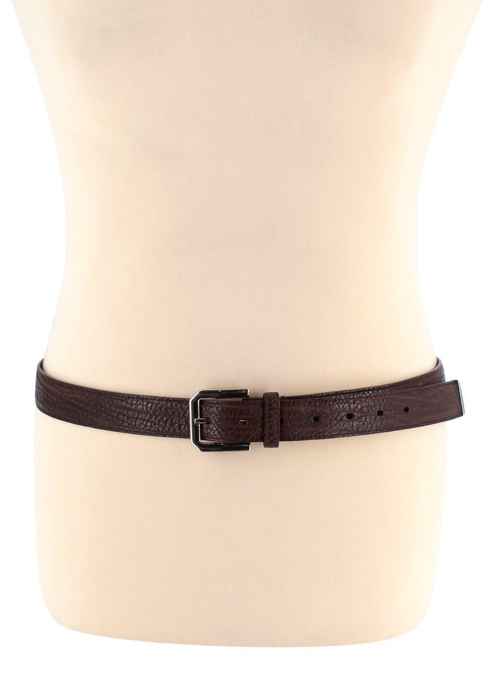 Brunello Cucinelli Brown Embossed Leather Belt Size 95