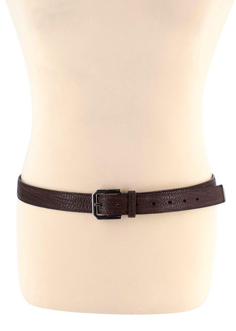 Brunello Cucinelli Brown Embossed Leather Belt Size 95