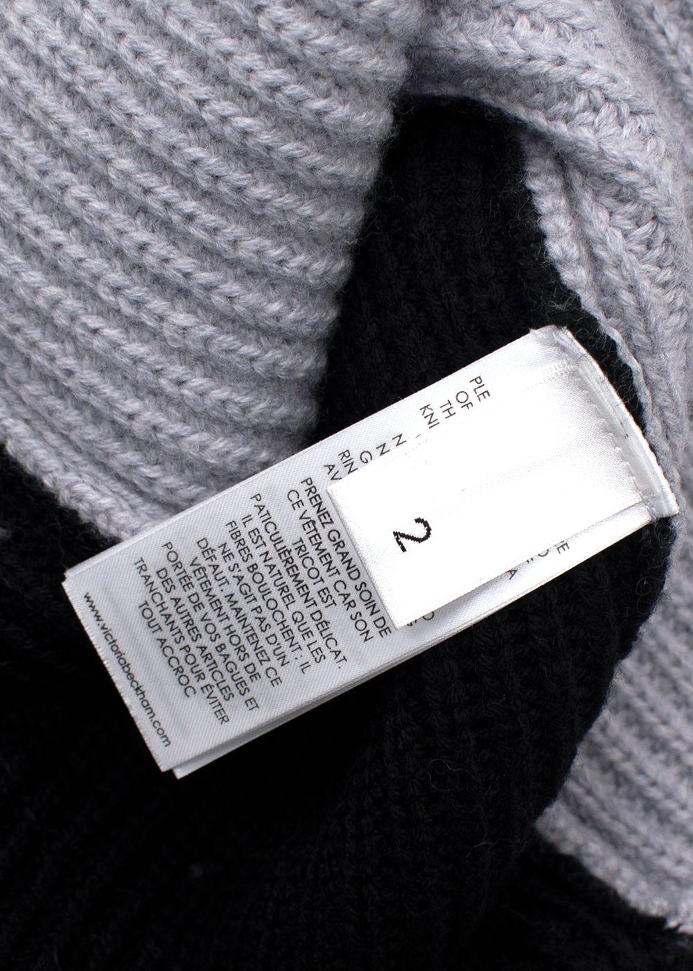 Victoria Beckham Grey Tricolour High Neck Wool Jumper