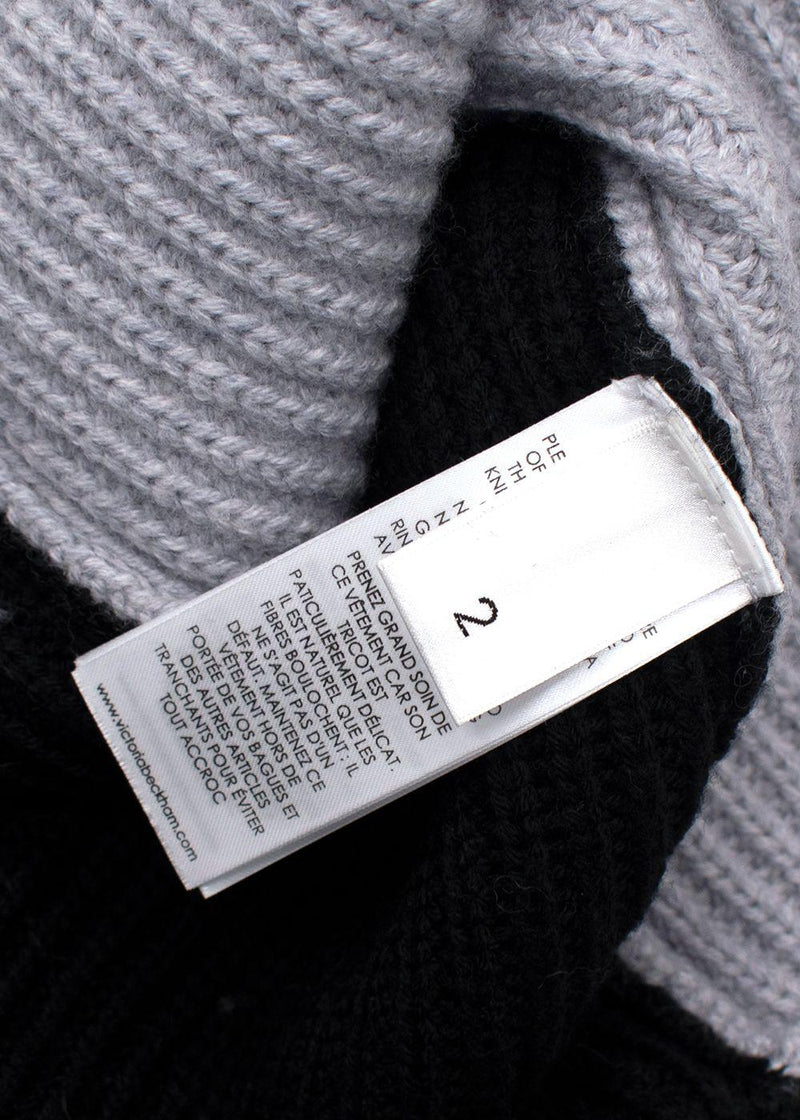 Victoria Beckham Grey Tricolour High Neck Wool Jumper