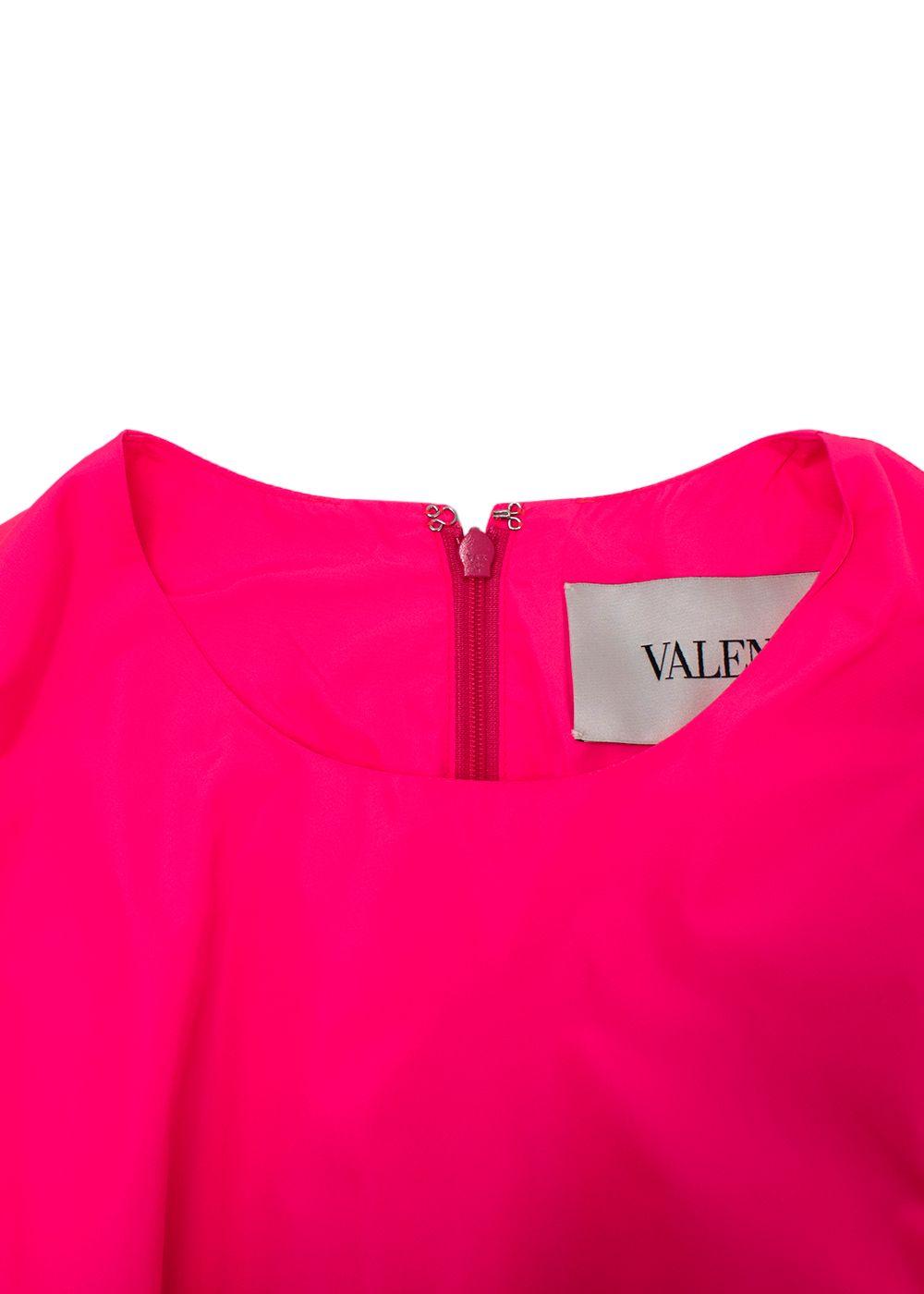 Valentino Neon Pink Satin Mini Dress