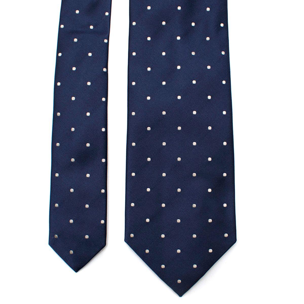 D'Avino Napoli Navy And White Dot Satin Tie