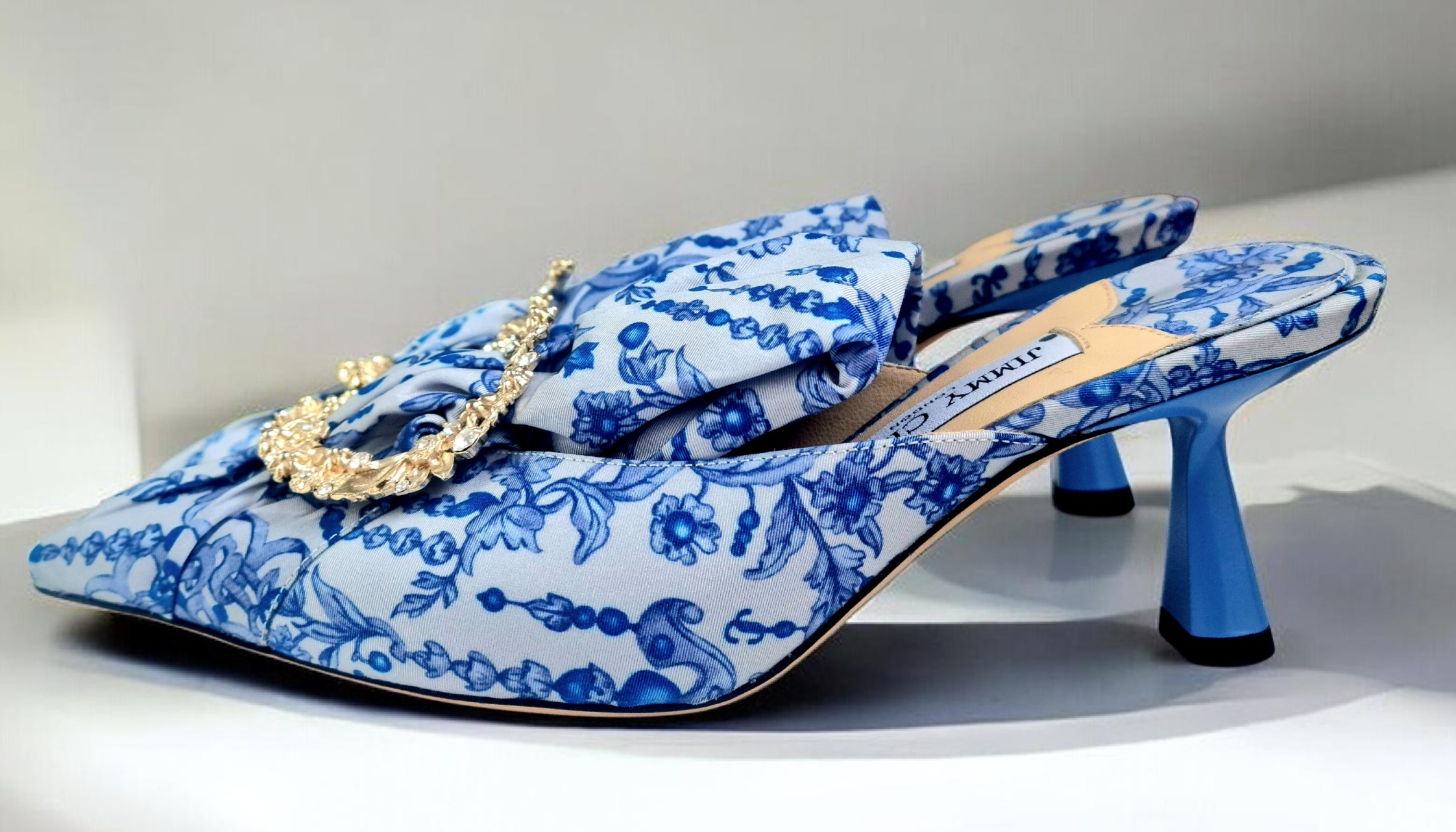 Jimmy Choo Blue And White Mules