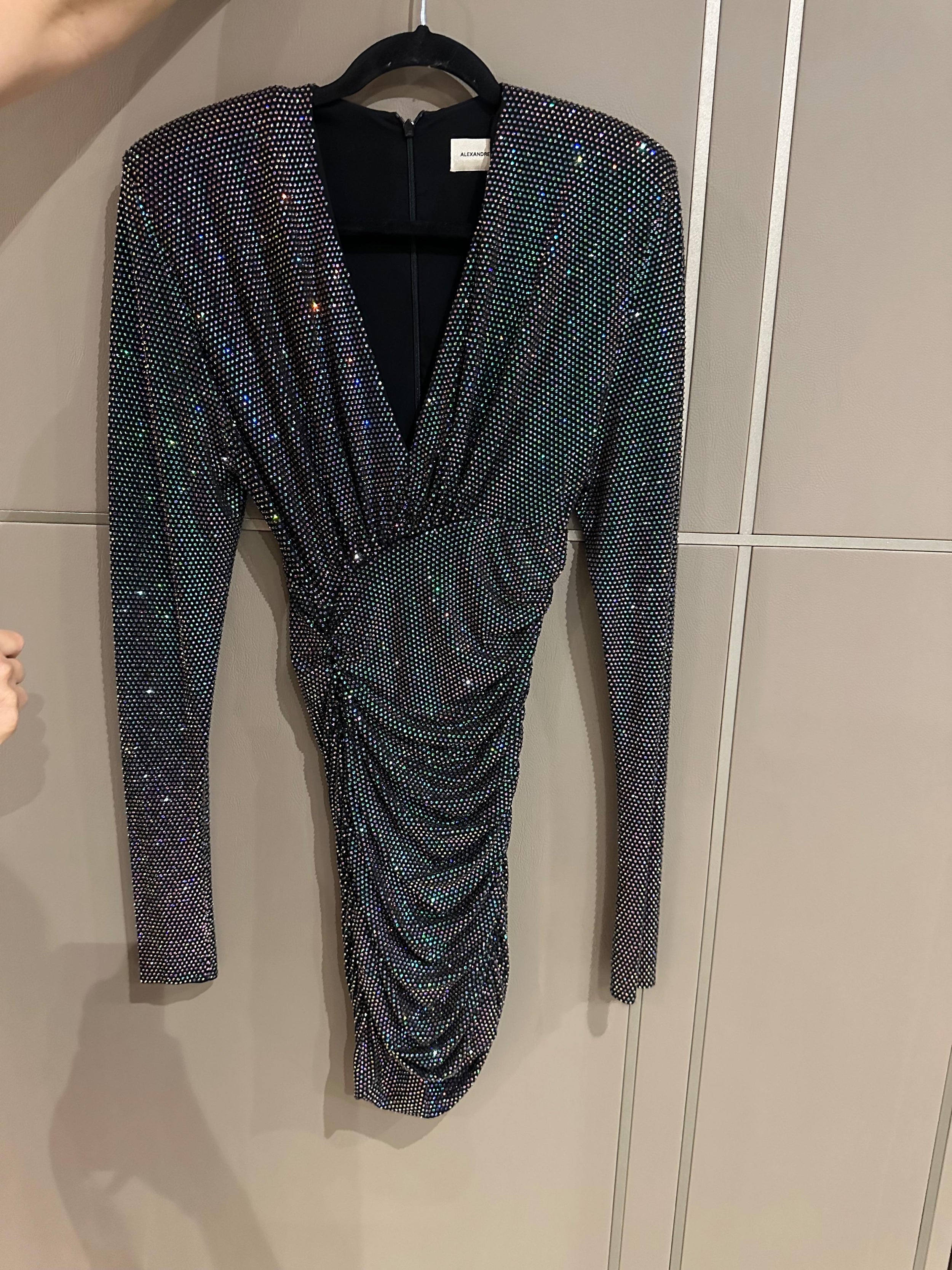 Alexander Vauthier Black Rhinestone Embellished Mini Dress