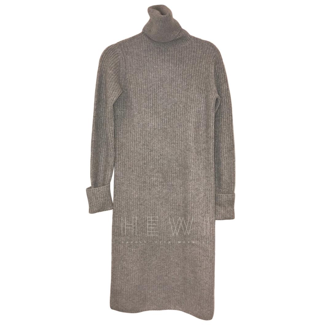 Loro Piana Baby Cashmere Grey Knit Roll Neck Dress