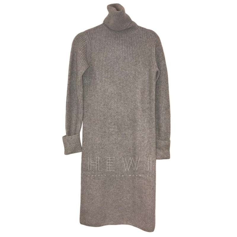 Loro Piana Baby Cashmere Grey Knit Roll Neck Dress