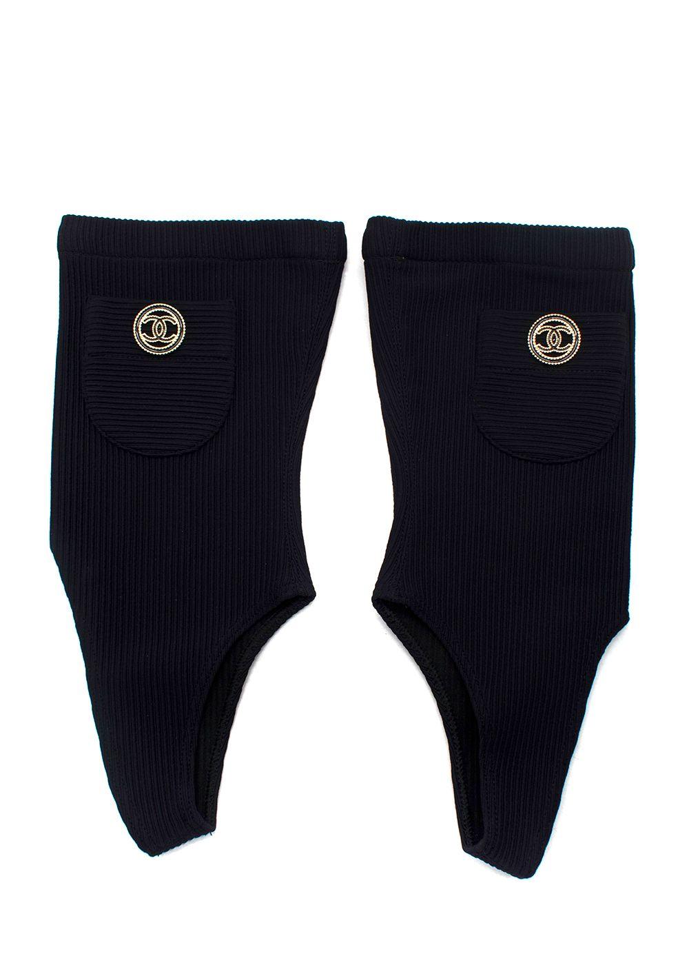 Chanel Navy Ribbed Stirrup Socks