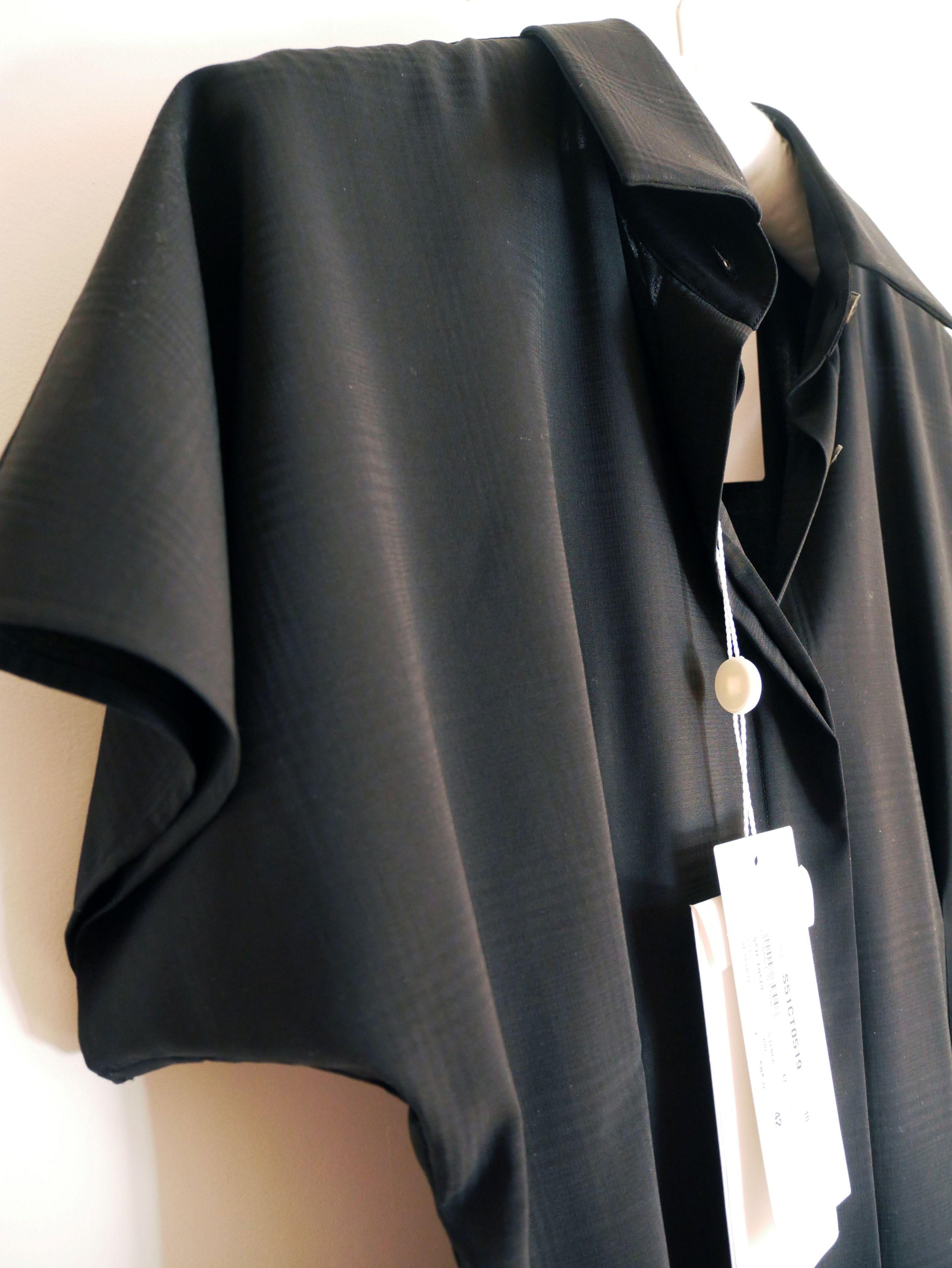 Black Wool Mid-Length Shirt Dress