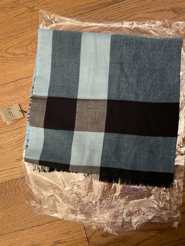 Burberry Slate Blue Wool & Silk Scarf