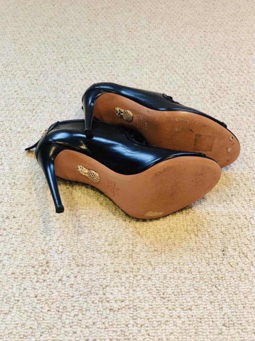 Aquzzura Black Lace-Up Gia Sandals