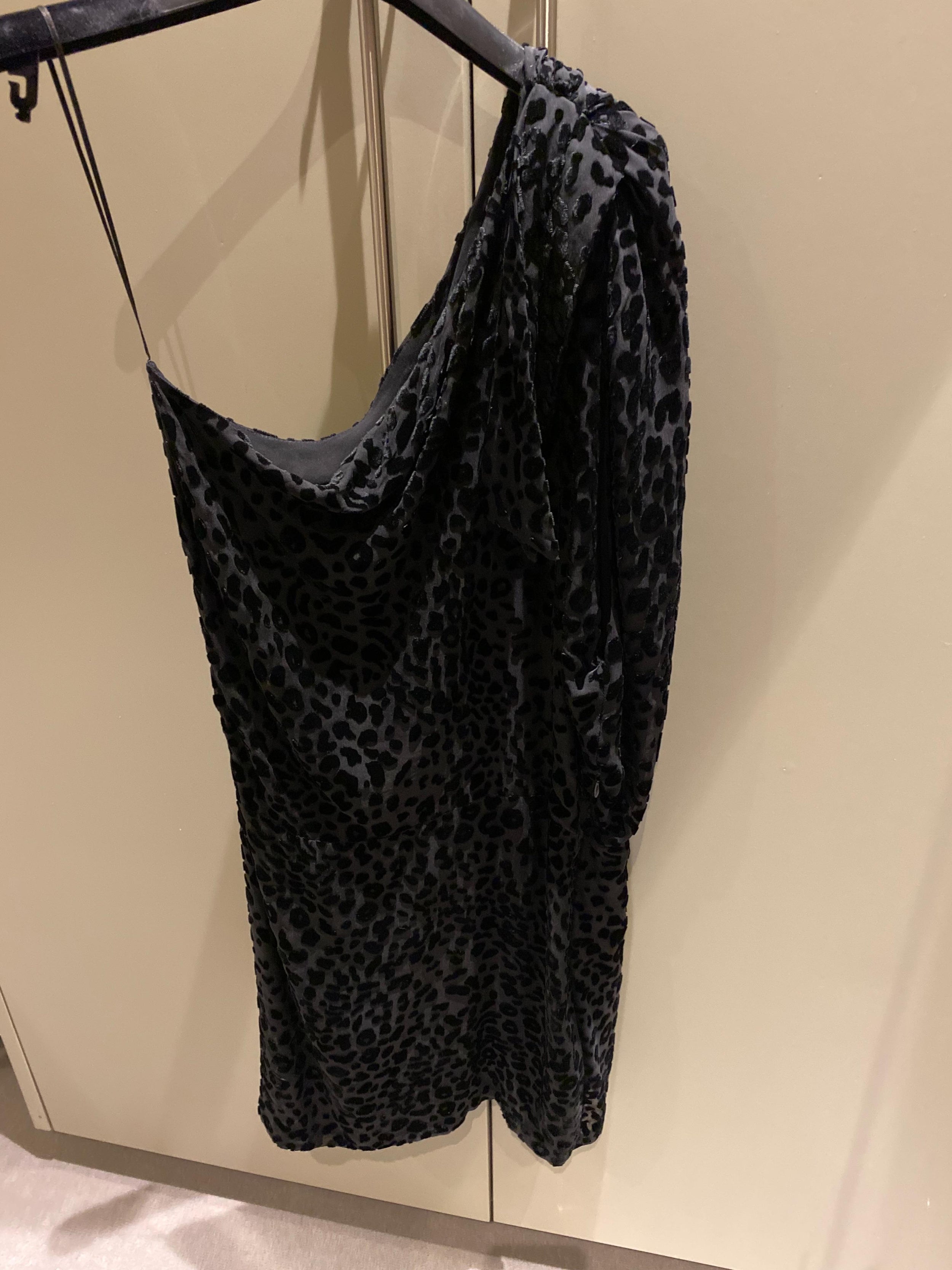 Moon One-shoulder Velvet Devore Mini Dress