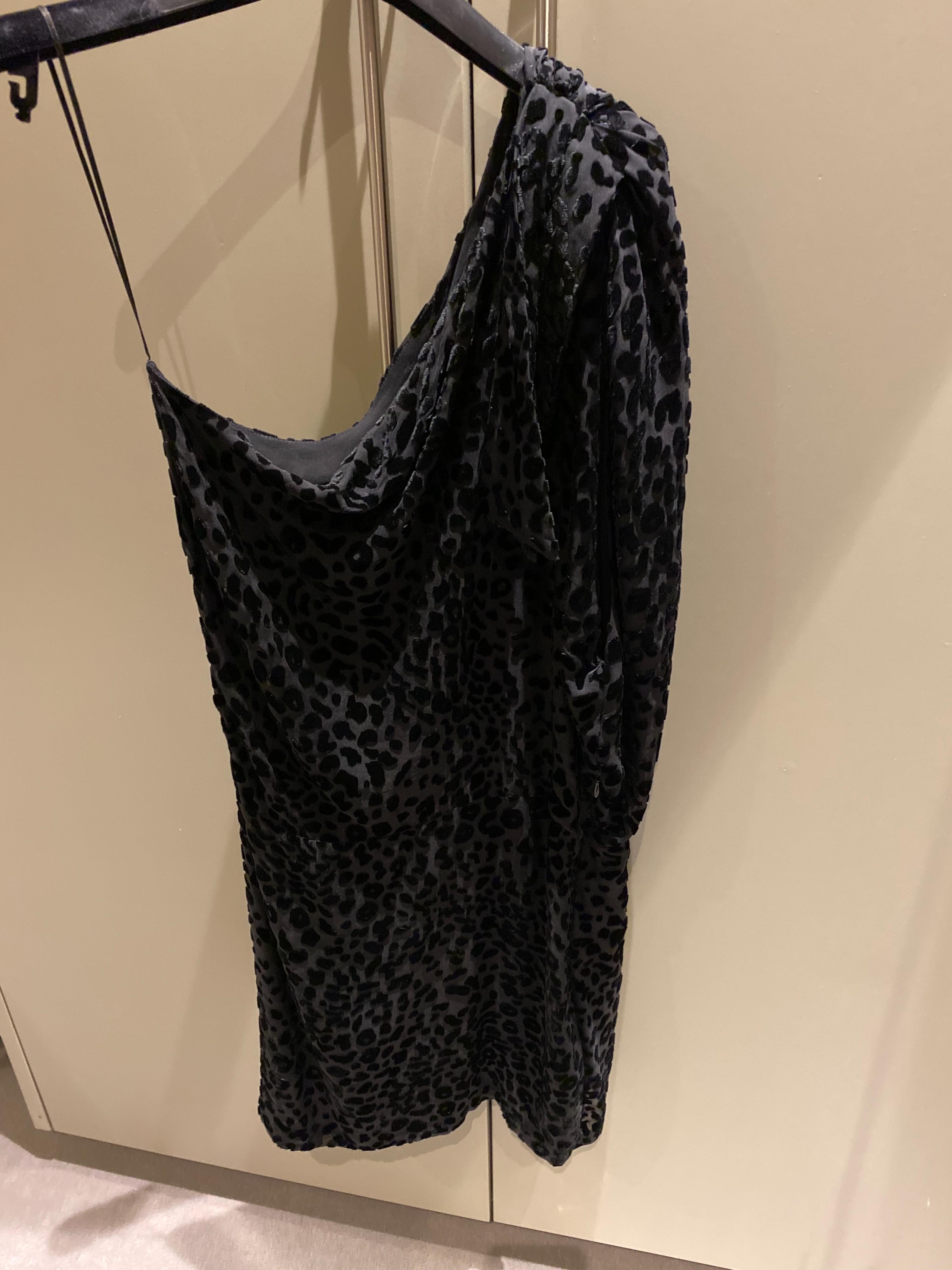 Moon One-shoulder Velvet Devore Mini Dress