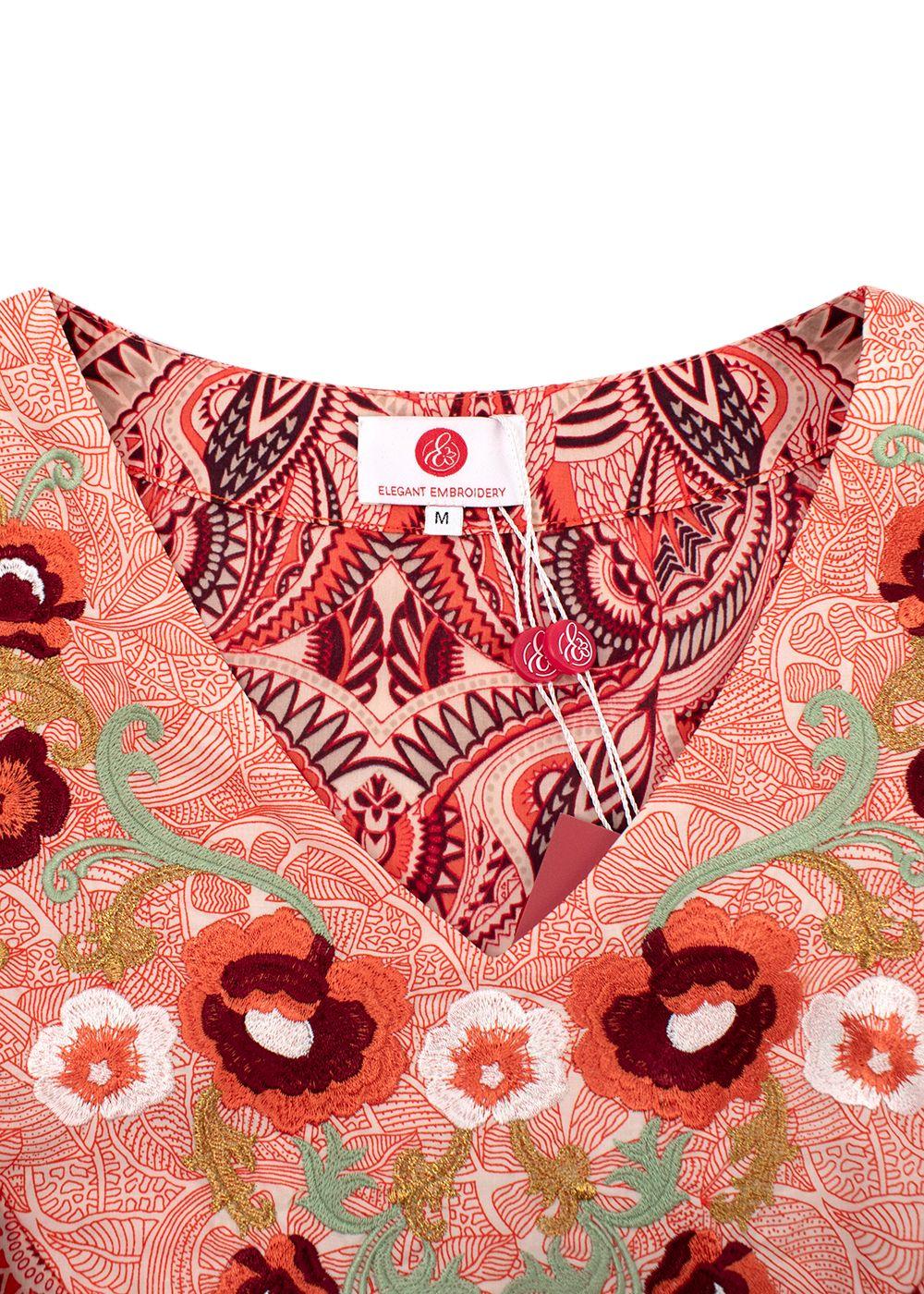 Elegant Embroidery Coral Embroidered Kaftan