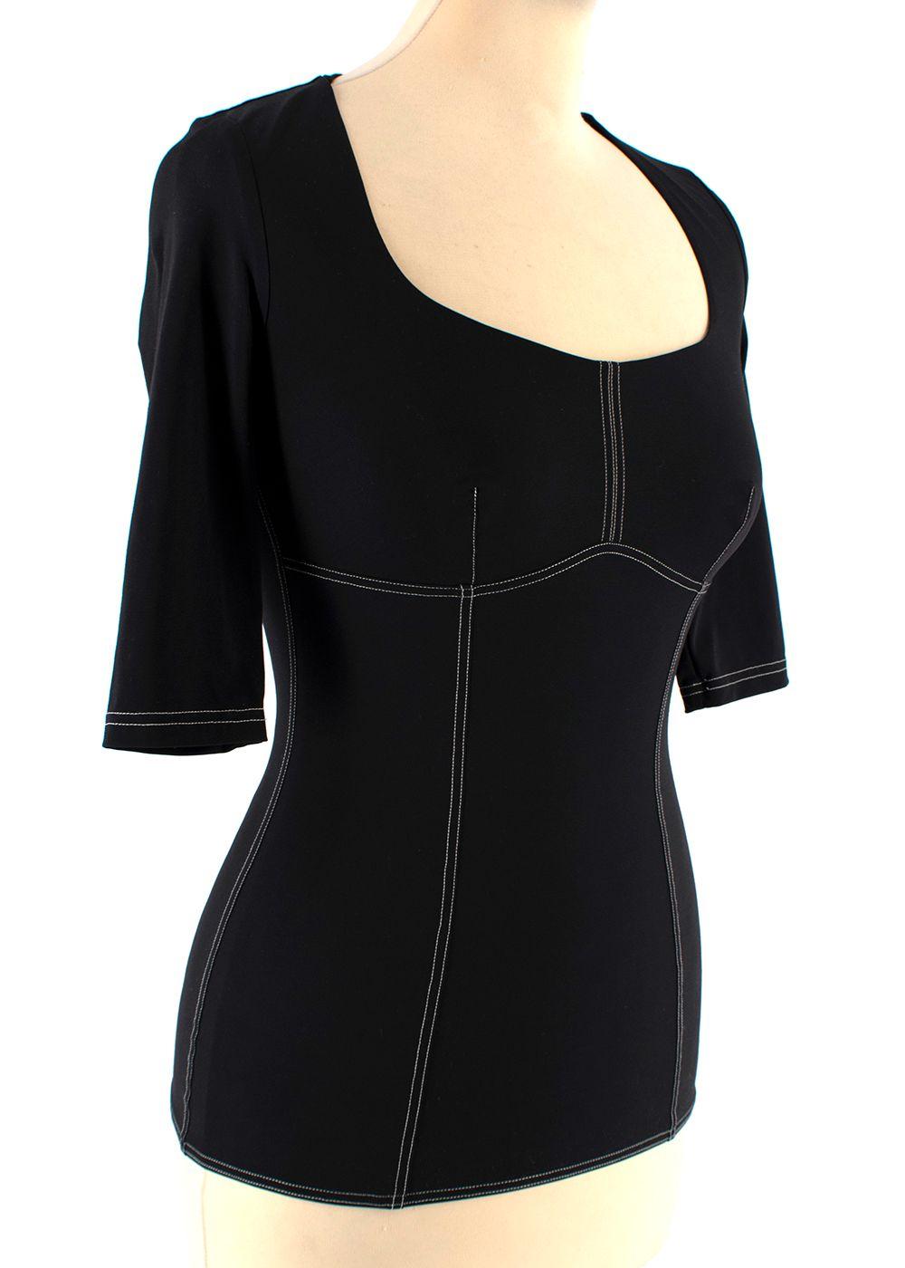 Black Panelled Stretch Top