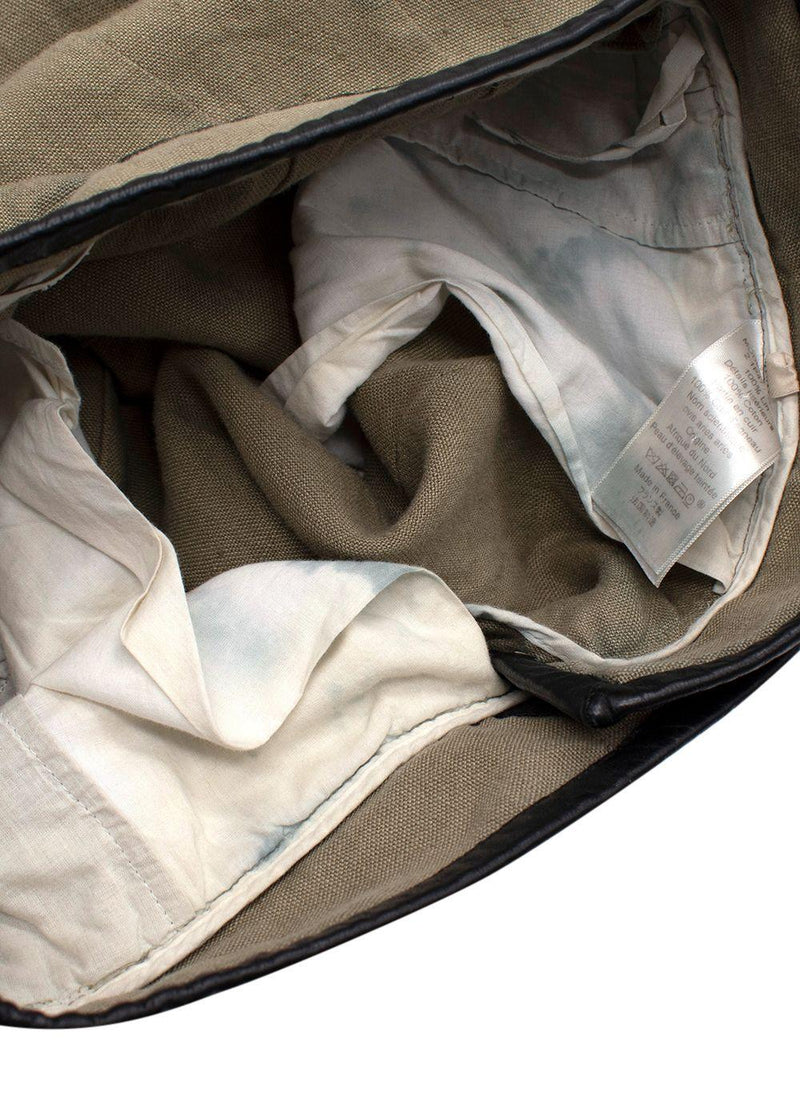 Celine Green Velcro Wide Leg Linen Trousers