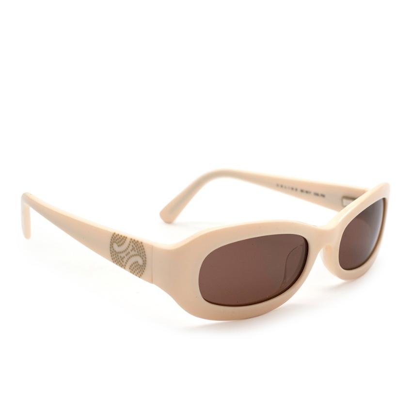 Celine Cream Vintage Oval Sunglasses