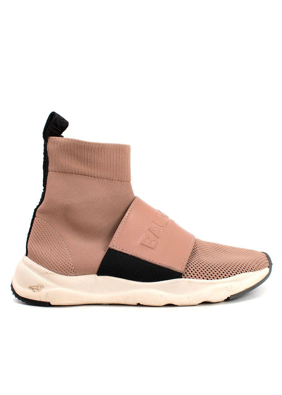 Balmain Pink Knit Fabric Cameron Sock Sneakers
