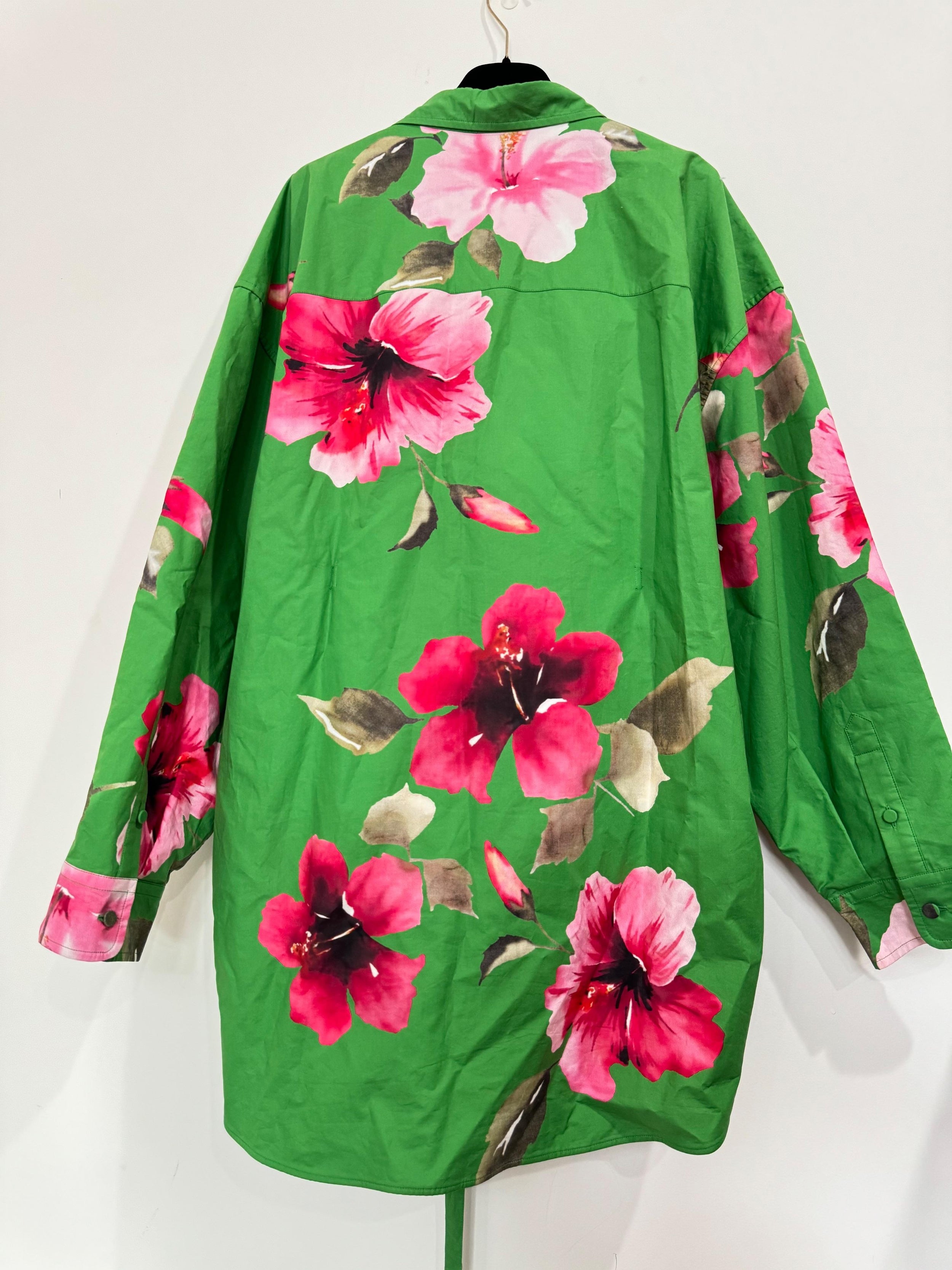 Valentino Green Floral Belted Shirt