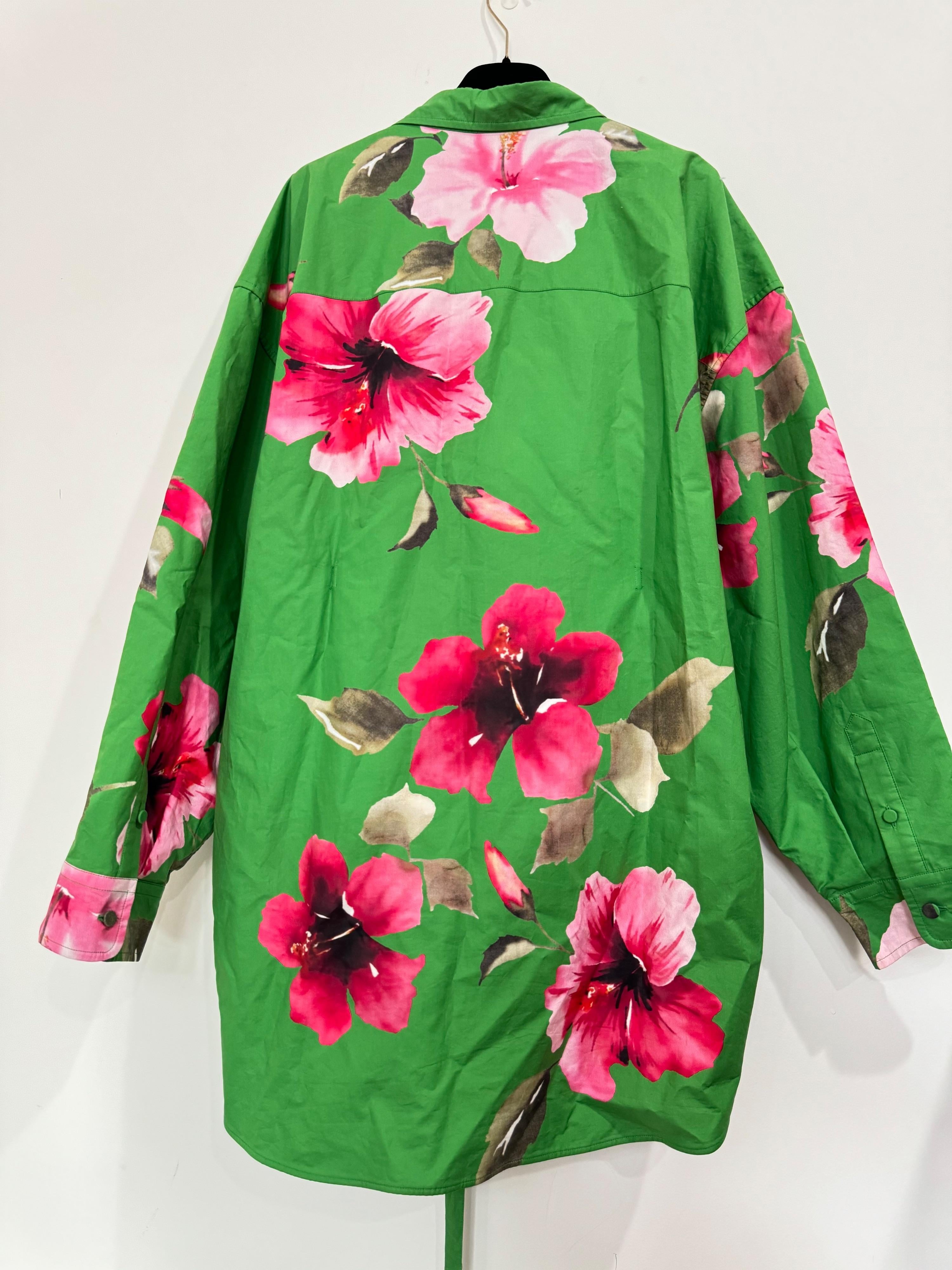 Valentino Green Floral Belted Shirt