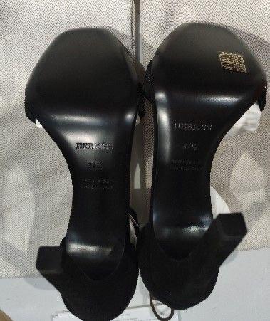 Hermes Black Suede Joy 105 Rhinestone Ankle Strap Pumps  37.5